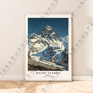 Mount Everest Illustration Art Print Himalayan Décor Nepal Poster Gift Unframed - Picture 1 of 2