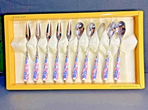 Baek San Decorative Cutlery 5 Demitasse Spoons + 5 Cocktail Forks (Korea) NIB - Picture 1 of 9