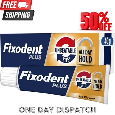 Fixodent Plus Unbeatable Bite Denture Adhesive, Flavour Free 40g