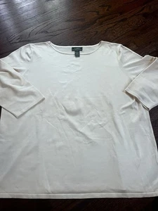 Top Lauren Ralph Lauren 3x misto seta avorio maniche a 3/4 top - Foto 1 di 6