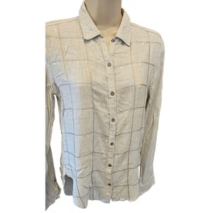 A&F sz XS NWOT neutral long sleeve shiny sequin button up Lightweight career - Picture 1 of 7