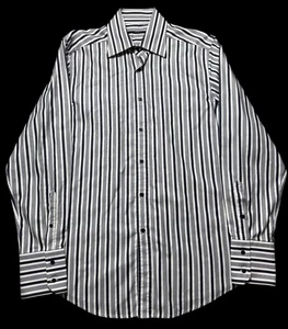 Mens Gucci Striped Formal Shirt Size 17 / 43 Blue & White Double Button Cuffs - Picture 1 of 8