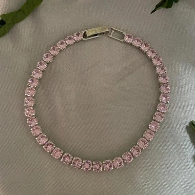 8 TCW Round Cut Lab Created Pink Diamond Tennis Bracelet 14k White Gold Plated - Image 1 of 4
