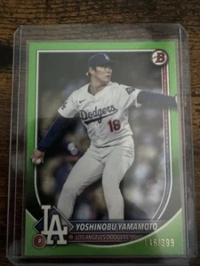 2025 Bowman Yoshinobu Yamamoto Green /399 Los Angeles Dodgers #18 - Picture 1 of 2