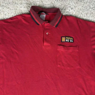 Vintage Ferrari “Prova MO-04” Sport & Racing Prototypes Polo Shirt Red Large - Image 1 of 4