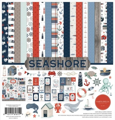 Carta Bella SEASHORE 12x12 Collection Kit Scrapbook Beach Summer Nautical Sea - Image 1 of 4