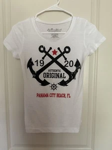 Panama City Beach FL Graphic Tee T-Shirt ANCHOR Girls Youth Sz S Alvin's Island - Picture 1 of 3