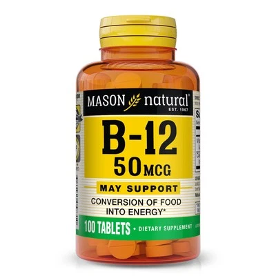 100 Tabletas Vitamina B12 Con Calcio Para Mujer Apoya La Energía Natural 50 mcg Foto 1 de 4