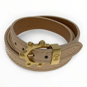 LOUIS VUITTON Bracelet Triple Tour Enamel Beige Women's M91400 Authentic 3151 - Picture 1 of 3