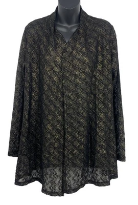 Chaqueta cárdigan Susan Graver para mujer frente abierto talla pequeña S negra dorada nueva con etiquetas Foto 1 de 4