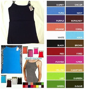 WOMEN'S MOPAS ADJUSTABLE SPAGHETTI STRAP CAMISOLE TANK TOPS - Picture 1 of 33