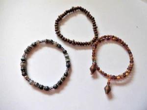 Bracelets Healing Crystal Gemstone Beaded x 3 Handmade Jewellery (10A) - Picture 1 of 8
