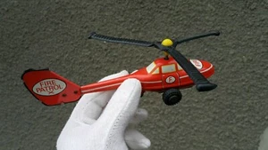 VINTAGE POLICE FIRE PATROL TIN METAL TOY FRICTION HELICOPTER GERMANY GDR DDR - Picture 1 of 12