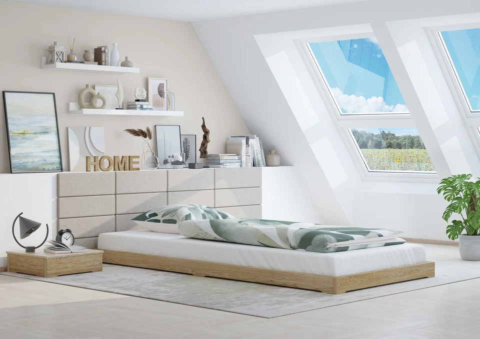 Flachbett platzsparend extra niedriges Loftbett Einzelbett 90x200 Esche geölt - Bild 1 von 1