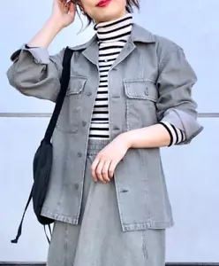 Uniqlo U Christophe Lemaire Women Oversized Denim Shirt Jacket Gray M L NWT - Picture 1 of 14