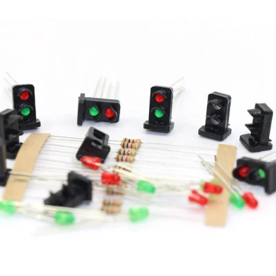 10 sets 1:87 Target Faces With LEDs Red Green Railway Dwarf Signal HO OO Scale - Image 1 of 4