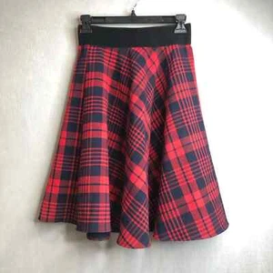 Only True Streetwear Retro Circle Gonna Midi Donna Taglia 26 Rosso/Navy Plaid - Foto 1 di 7