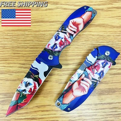 Нож карманный складной с пружинным лезвием 8,5 дюйма Joker Batman DC Movie Cartoon - Изображение 1 из 4