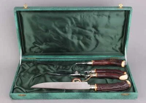 Jagdliches Tranchierbesteck + Geflügelzange Hirschorn - Bild 1 von 2