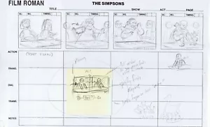Simpsons Comic Buch Kerl Original Kunst mit Echtheitszertifikat Bleistift Storyboards Film Roman Blatt - Bild 1 von 2