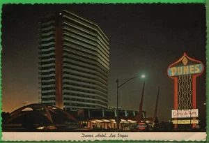 Postal de colección Nevada NV Las Vegas Casino Dunes Hotel por la noche  - Imagen 1 de 4