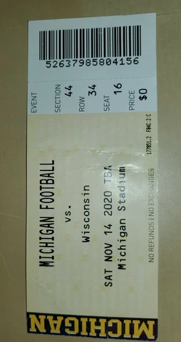 2020 Michigan Wolverines vs Wisconsin Badgers Football Ticket Stub Rare Cover