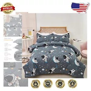 3-Piece Grey Astronaut Comforter Set - Full Size Kids Bedding, Machine Washable - Picture 1 of 9