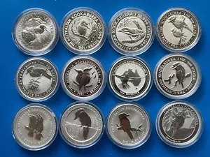 Diversen Australia Kookaburra 1 dolar 1 oz 999 srebro 1990 do 2025 roku - Zdjęcie 1 z 56