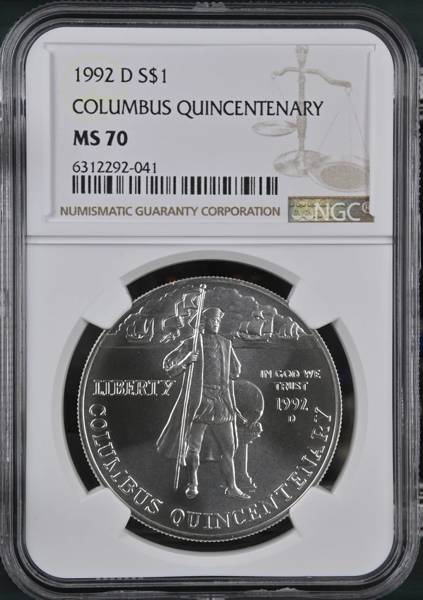 :1992-D $1 Columbus Quincentenary Commemorative Dollar NGC MS-70 Rare R4 Top Pop - Image 1 of 2