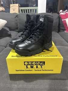 New Mens Original Swat Chase 9" Side-Zip Black Leather Tactical Boots Size 9.5 - Picture 1 of 7