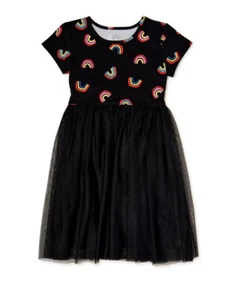 Wonder Nation Girls Black Rainbow Tulle Tutu Dress Size Medium (7-8) NWT - Picture 1 of 7