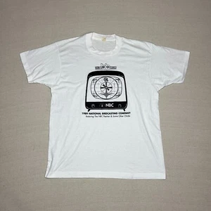 VINTAGE NBC Shirt Adult Extra Large White Single Stitch Screen Stars Indian head - Picture 1 of 8