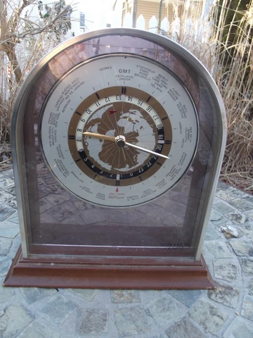 VINTAGE VERICHRON WORLD TIME AIRPLANE CLOCK DESK, MANTEL, DOES NOT WORK Cover