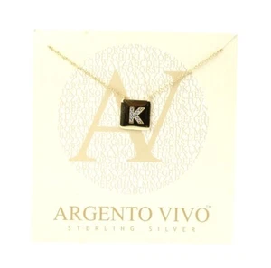 ARGENTO VIVO Gold Cubic Zirconia Initial 'K' Pendant Necklace 133473 - Picture 1 of 1