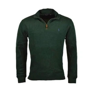  Polo Ralph Lauren Men's Half Zip French Rib Cotton Sweater Green Pine M XXL - Picture 1 of 1