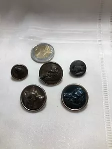 Boutons Anciens Métal Motif en relief Vénerie - Chasse lot de 5 (BOUT.116) - Imagen 1 de 8