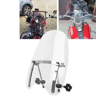 Large Clear Windshield Windscreen Deflector + Bar Clamps For Honda VTX 1300 1800 - Image 1 of 4