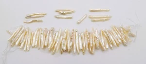 NATURAL ROSE BIWA ST ICK FRESHWATER PEARL STRAND LOOSE CRAFT BEAD B6124-B - Picture 1 of 9