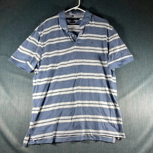 Tommy Hilfiger Mens Polo Shirt Size XL Blue White Striped Custom Fit Golf Tennis - Picture 1 of 11