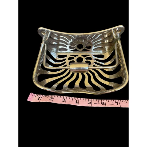 Antique J.L. Mott Sponge Soap Holder Art Deco Nickel Brass Bath Large Cover