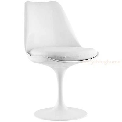 White Tulip Flower Style Dining Side Chair - 9 Cushion Colors - Fabric Or Vinyl - Image 1 of 4