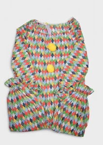 Vintage Clown Costume Adult Multicolor Patchwork Print Puff Ball Hand Made - Picture 1 of 12