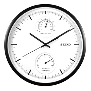 New SEIKO Temperature/Humidity Display Silent Wall Clock (QXA525K)Free Shipping - Picture 1 of 3