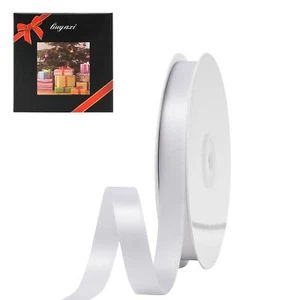 White Satin Ribbon Double Faced 5/8"x25 Yards Gift Wrapping Wedding Craft - Picture 1 of 7