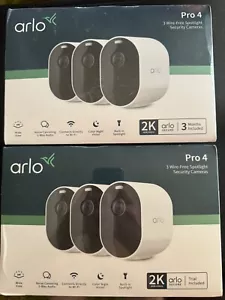✳️ ✳️ Arlo Pro 4 2K Spotlight Camera - White, Set of 3 Indoor Outdoor NEW ✳️✳️ - Picture 1 of 6