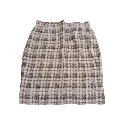 Falda recta a cuadros marrón y crema talla 12 Foto 1 de 2