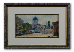 City landscape, vintage painting, framed oil painting, impressionism, home decor - Picture 1 of 10