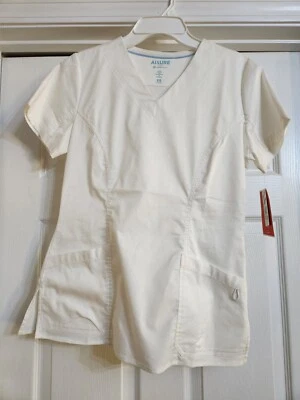 Allure White Cross 女式磨砂衬衫白色 XS 码。 Style-751 全新带标签!! — 第 1/4 张图片