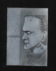 Frankenstein Sketch Card Profile Grey Tone Profile - Picture 1 of 2