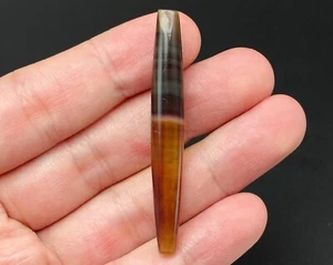 Vintage Yemeni Sulaimani Natural Agate Stone Stripes Pattern Banded Bead CP435 - Picture 1 of 6